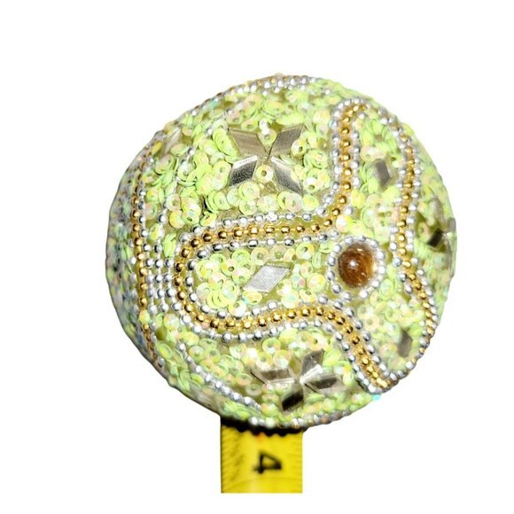 Vintage Round Nesting Trinket Boxes Green Beaded and Mirrored Four in One - Picture 11 of 12